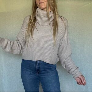 Babaton Guell Sweater Light Beige Cowl Neck Sweater from Aritzia Medium